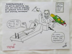 Songkranophobia - original signed editorial cartoon by Stephff - available for shipping Worldwide